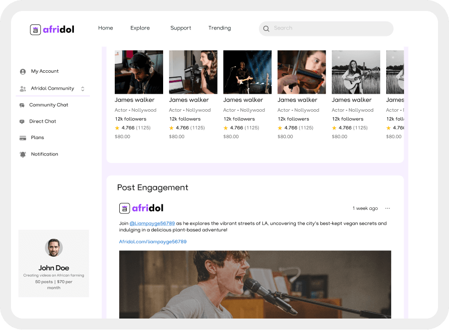 Afridol Platform Dashboard